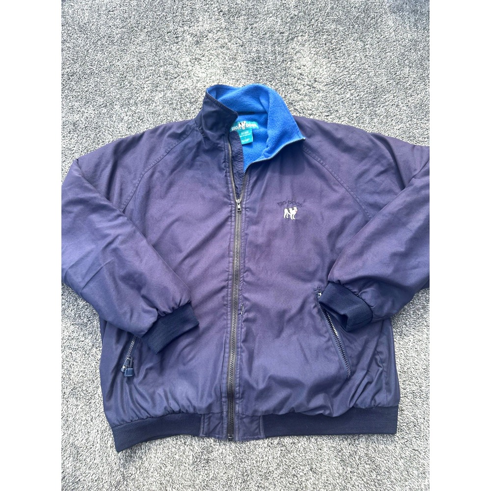 Big Dogs Vintage Jacket Mens L Navy Blue Fleece Lined Full Zip 90s Y2K
